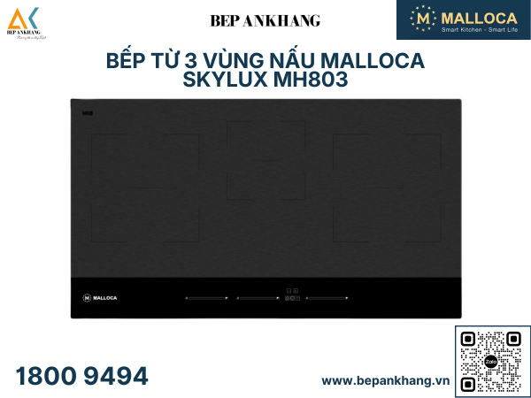 Bếp từ 3 vùng nấu Malloca Skylux MH803